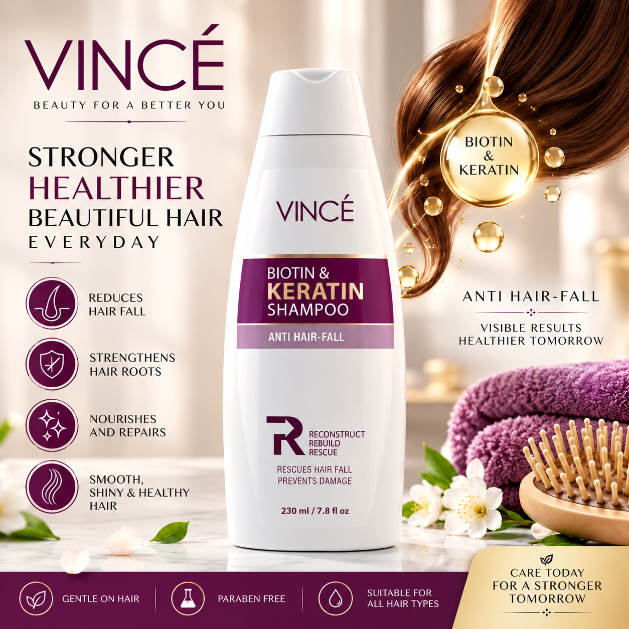 Vincé Biotin & Keratin Anti Hair-Fall Shampoo 230ml