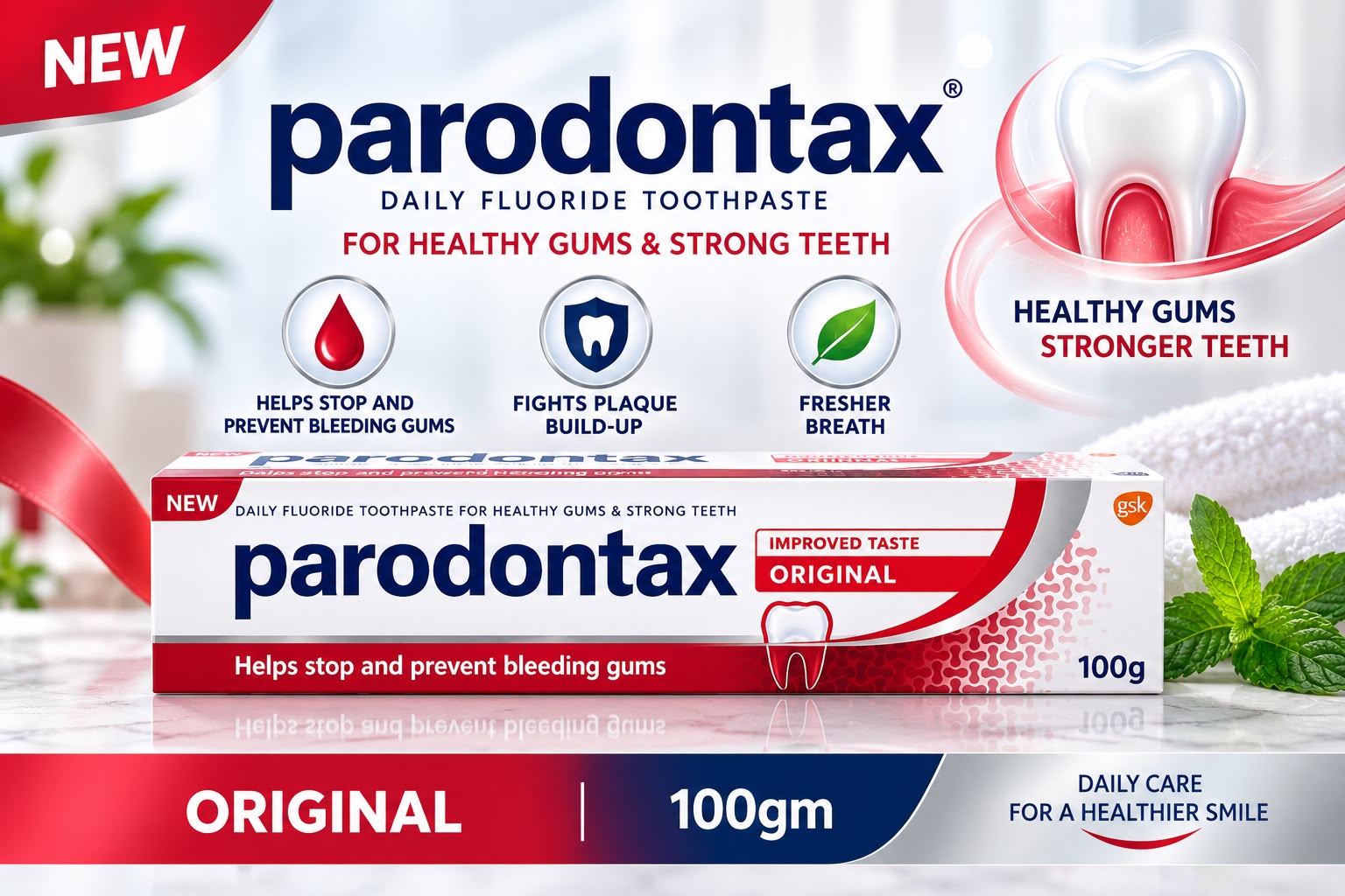 Parodontax Original Daily Fluoride Toothpaste 100g – Healthy Gums & Strong Teeth