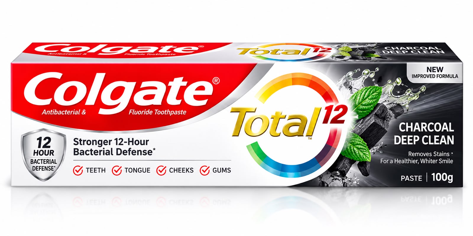 Colgate Total 12 Charcoal Deep Clean Toothpaste 100g – Stain Removal & Bacterial Defense
