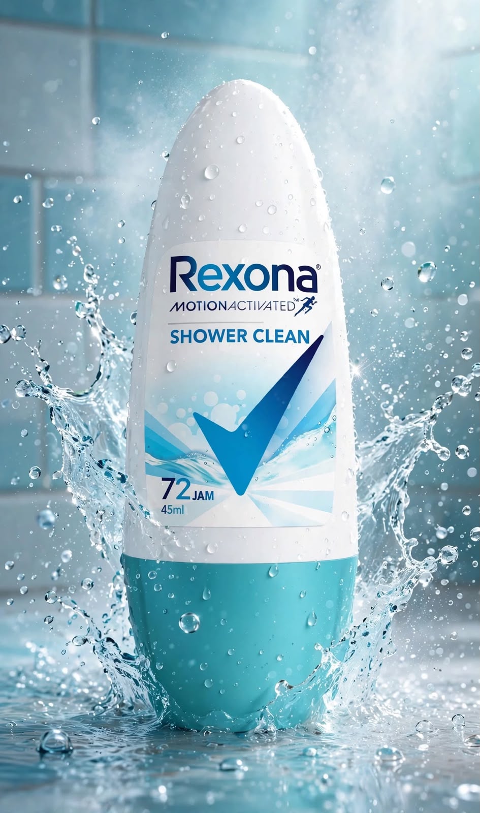 Rexona Shower Clean Motion Activated Roll-On – 72H Protection, 45ml