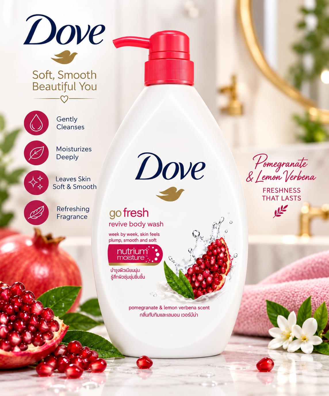 Dove Go Fresh Pomegranate & Lemon Verbena Body Wash