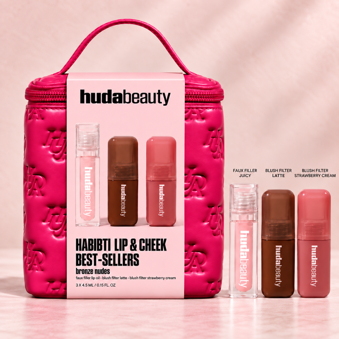 Huda Beauty Habibti Lip & Cheek Best-Sellers Bronze Nudes Set